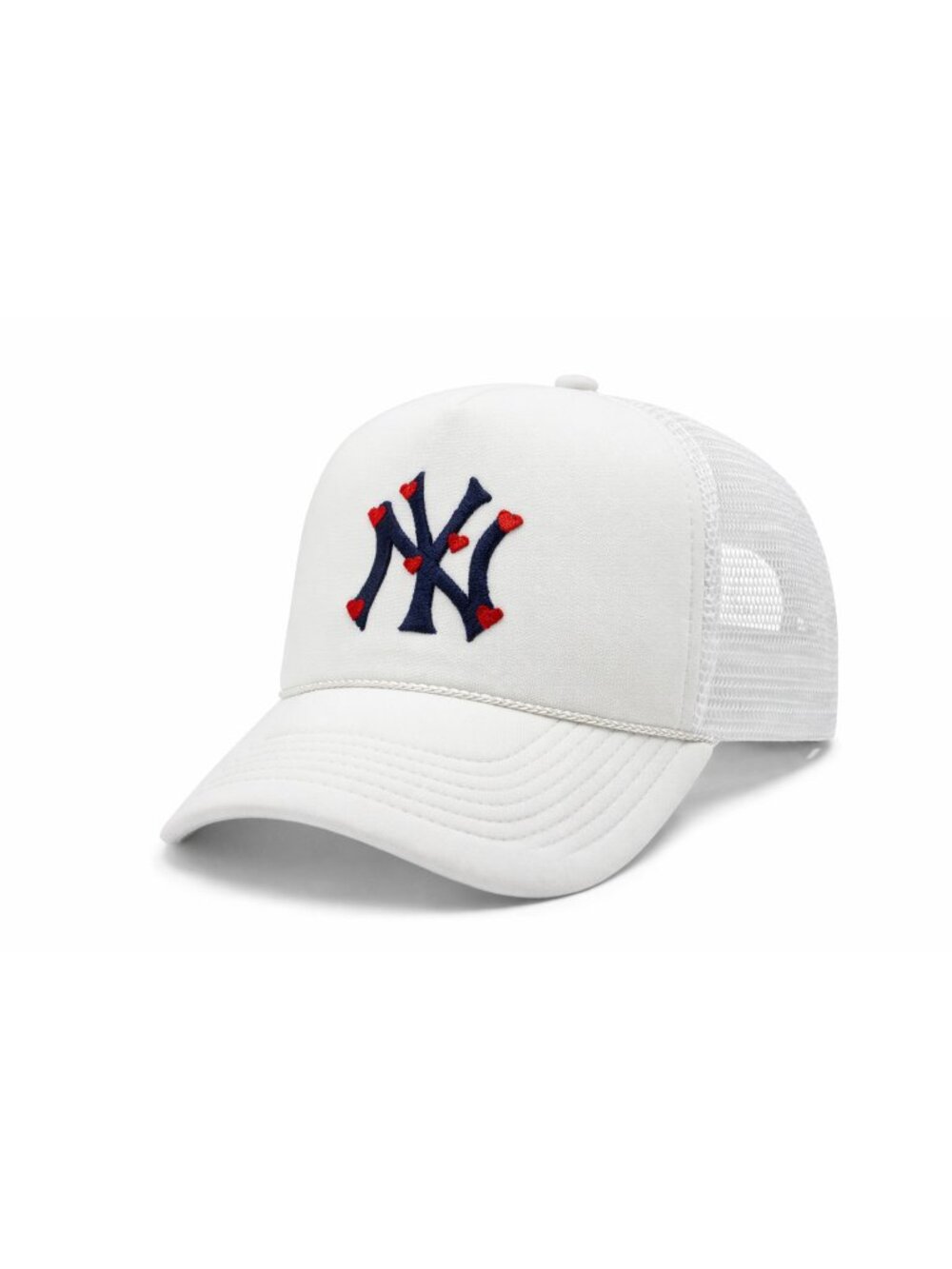 New York Yankees Trucker Hat White Mesh Snapback Adjustable MLB Used Cap